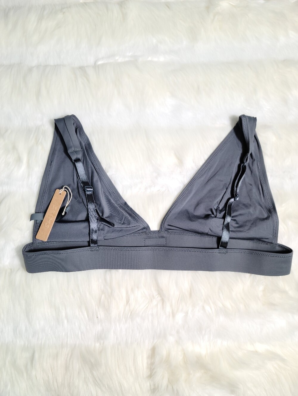 SKIMS Swim Plunge Bikini Top Grey Gunmetal Women Small NEW - Picture 2 of 5